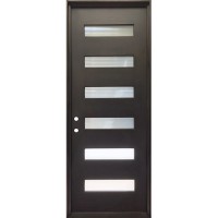 38" x 97" Modern 6-Lite Iron Prehung Door Unit