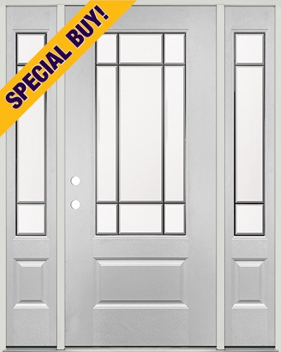 Special Buy - Model M: Beveled 9-Lite Fiberglass Door Unit with Sidelites