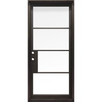 37" x 81" Modern 4-Lite Thin Low-E Iron Prehung Door Unit