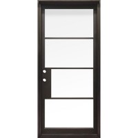 38" x 97" Modern 4-Lite Thin Low-E Iron Prehung Door Unit