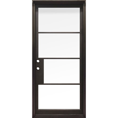 38" x 97" Modern 4-Lite Thin Iron Prehung Door Unit
