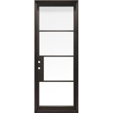 42" x 97" Modern 4-Lite Thin Iron Prehung Door Unit