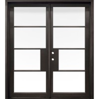 74" x 81" Modern 4-Lite Thin Low-E Iron Prehung Double Door Unit